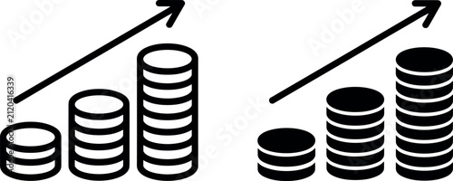 Money Growth and Investment Icon Set for Financial Success and Savings Concepts