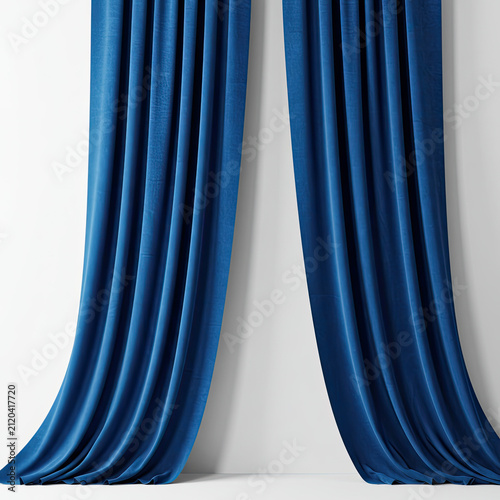 blue curtain with white curtains