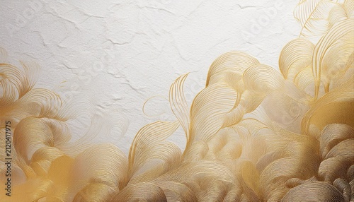 Japanese Style Background Featuring Gold Abstract Patterns On White Japanese Paper Texture