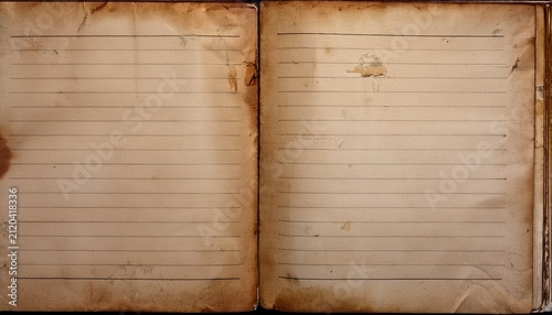Two Page Spread Of Old Aged Paper The Lined Pages Have Dark Stains And Marks The Edges Are Worn And Torn Vintage Textured Background