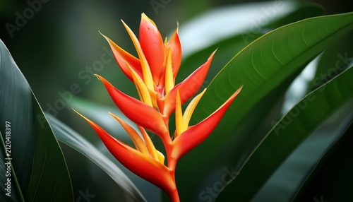 Red And Orange Heliconia Flower Heliconia Psittacorum Rubra Tropical Flower