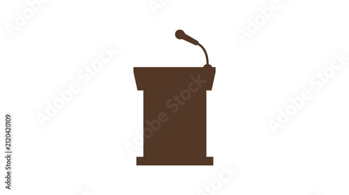 Podium with microphone icon, symbolizing public speaking, lectures, and presentations.