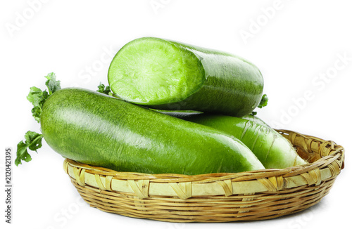 Bild auf Leinwand Fresh Green Radishes in Wicker Basket - Healthy Organic Vegetables