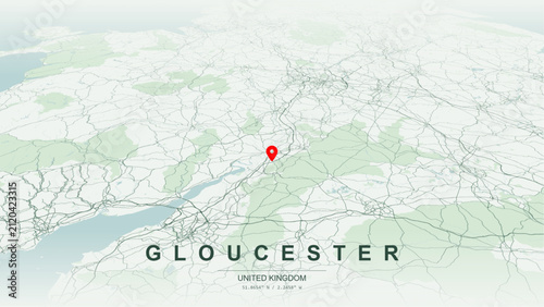 Cuadro en lienzo Modern minimalist vector map of Gloucester, Gloucestershire, England