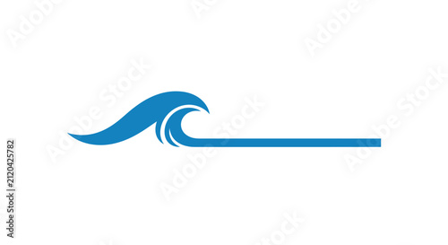 A simple blue ocean wave icon isolated on a clean white background