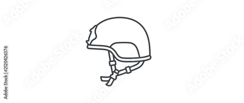 Obraz na płótnie Tactical Combat Helmet Line Icon, Military Ballistic Protective Gear for Army an