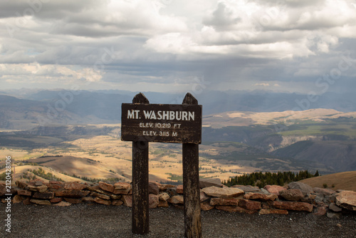 Mount Washburn Summit Sign at the Top of a Mountain in Yellowstone National Park