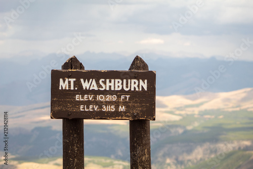 Mount Washburn Summit Sign in Yellowstone National Park