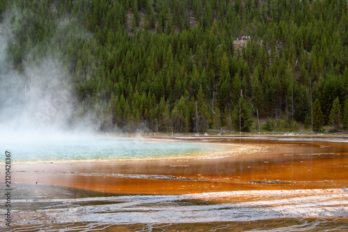Foto Grand Prismatic Spring Shrouded in Colorful Steam, Yellowstone