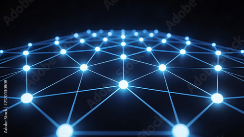 Abstract network of glowing nodes