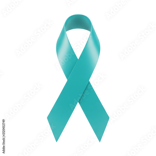Teal awareness ribbon representing support for ovarian cancer and cervical cancer health causes