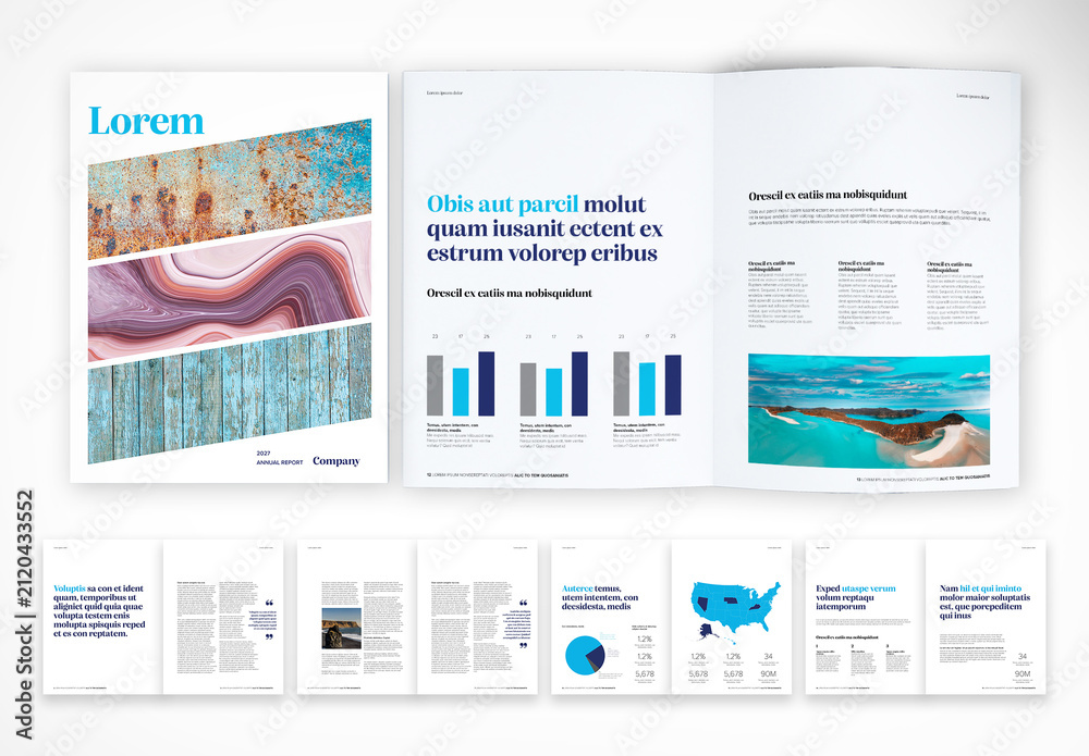 Report Design Grouping Elegant Corporate Annual Report Design Stock Template | Adobe Stock