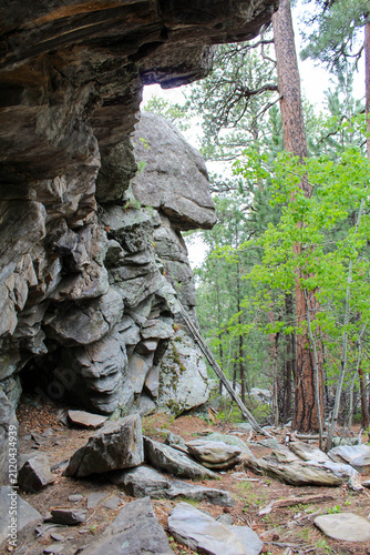 Dramatic Rock Formations Emerging from Dense Fog on Old Baldy in the Black Hills