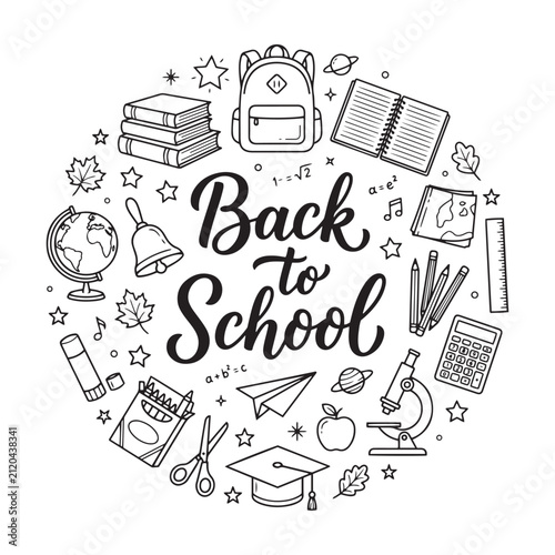 Back To School Supplies Vector Illustration With White Background