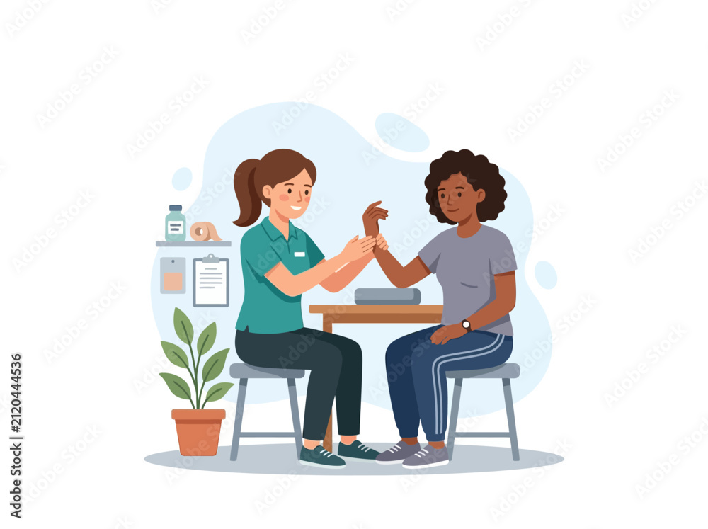 Obraz premium Female Healthcare Professional Providing Physical Therapy Treatment to a Patient in a Clinic