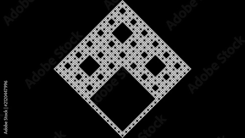 Quadro su tela Sierpinski Diamond Fractal - Black and White Rhombus Abstract