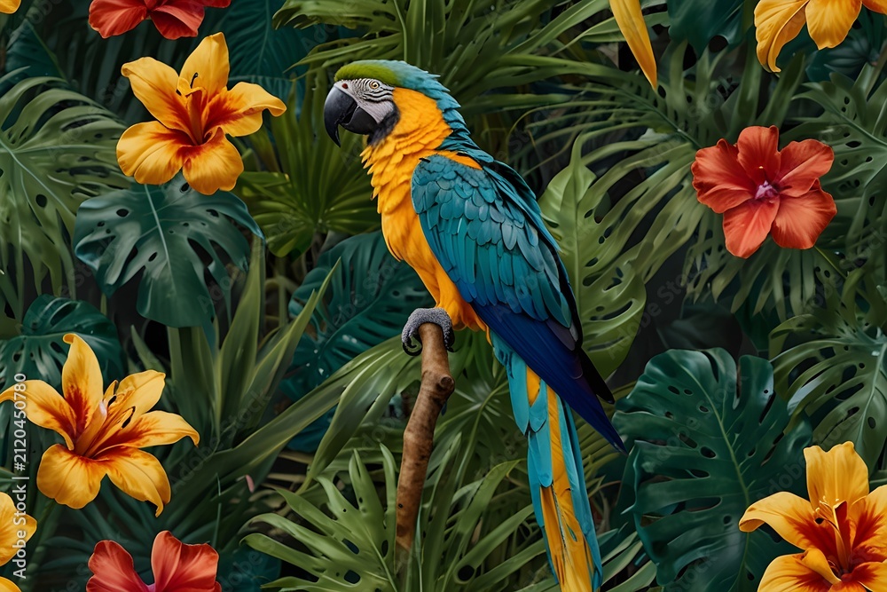 Fototapeta premium parrot on a branch