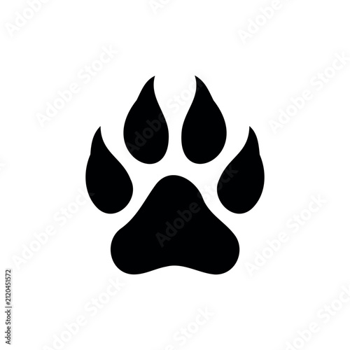 Wolf foot print silhouette icon vector illustration.
