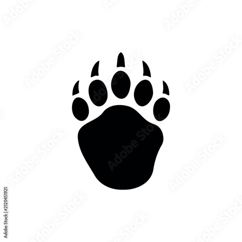 Bear foot print silhouette icon vector illustration.
