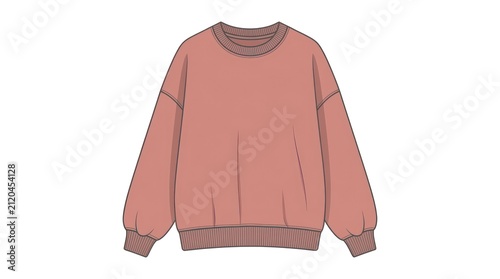 Oversized pink sweatshirt on white background. Casual long sleeve pullover apparel mockup.