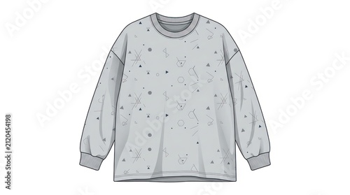 Grey oversized long sleeve t-shirt. Distressed streetwear top with a relaxed loose fit.