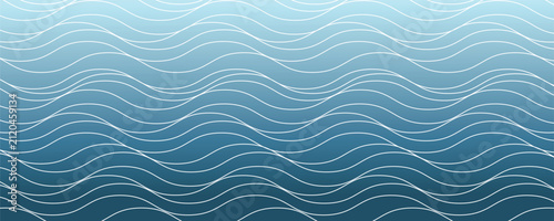 Konstfotografi is a stylized image of water waves consisting of several smooth, wavy lines of different blue shades that overlap to create the effect of depth and movement