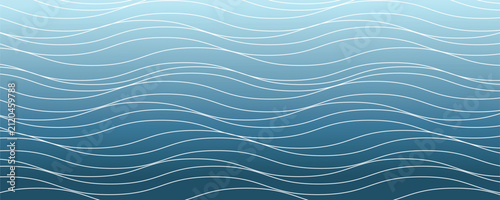 Photography is a stylized image of water waves consisting of several smooth, wavy lines of different blue shades that overlap to create the effect of depth and movement