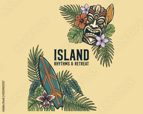 Quadro su tela Island rhythms and retreat vector