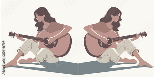Fotografía Vector illustration of a talented guy playing the guitar