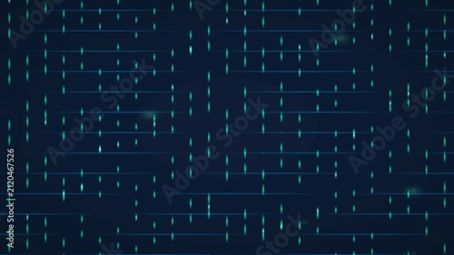 Glowing Cyan Digital Rain Falling on Dark Blue Grid – Matrix Style Data Stream & Cyberpunk Hacking Background Loop