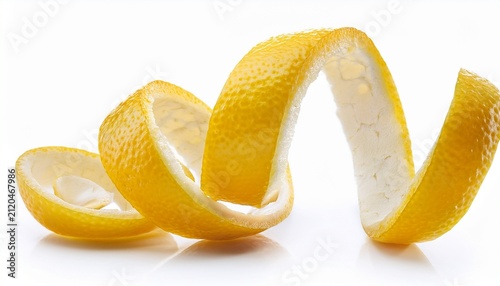 Spiral Lemon Peel Twist Isolated On White Background