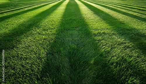 Green Grass Texture With Diagonal Stripes Manicured Lawn Background