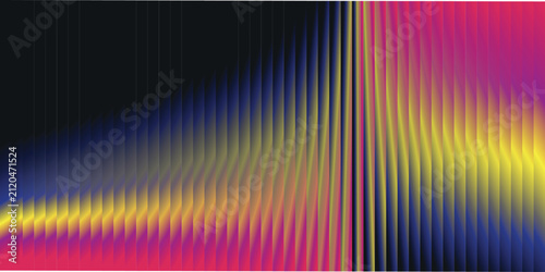 Abstract background with vertical lines and vibrant gradient colors, modern digital art design with a dynamic flow of yellow, blue, and magenta hues