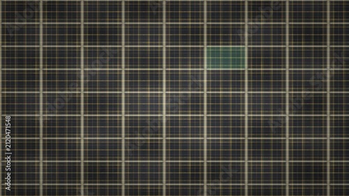 Scanning Gold Grid with Green Highlight Block on Dark – Silicon Wafer Microchip & CPU Data Processing, Hardware Tech Background Loop
