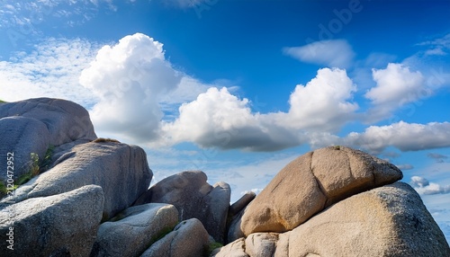 Cloudy Blue Sky Above A Rocks As Background