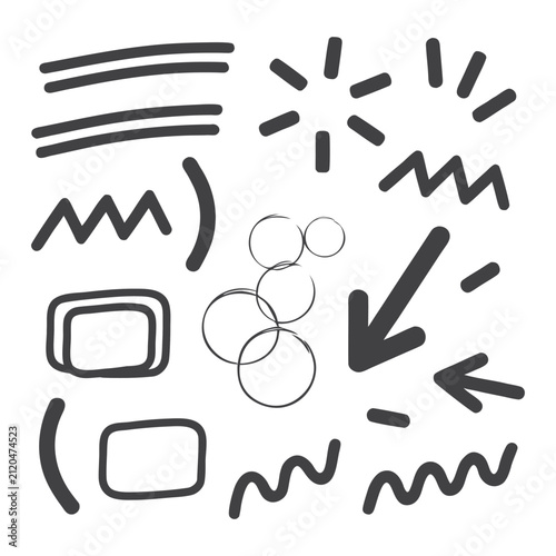 Hand Drawn Doodle Elements Set On White Background
