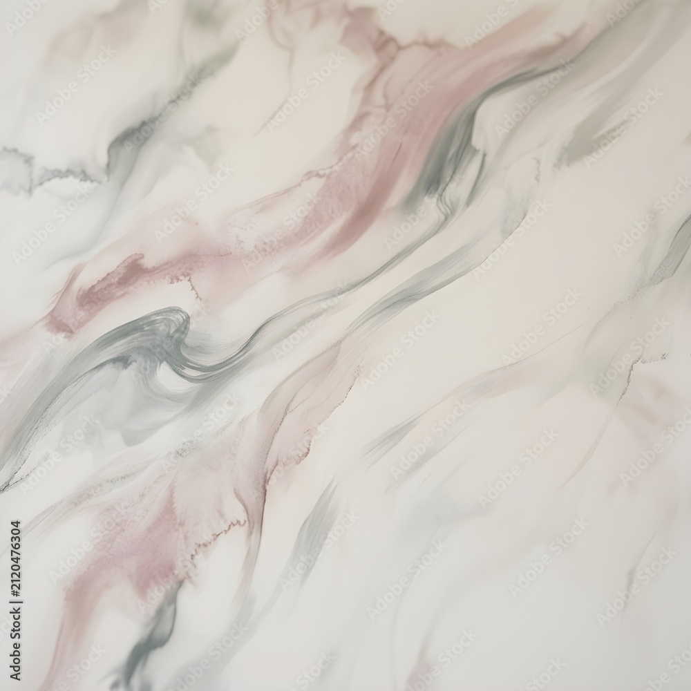 Obraz premium Fluid marble ink effect background featuring elegant swirls of soft dusty pink and muted slate grey ethereal liquid art.