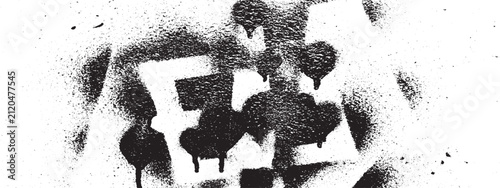 Fotografie Graffiti stenciled letter F with spray paint drips and splatters on a textured s