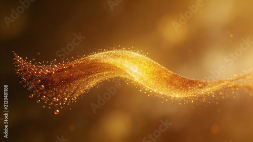 Golden particle wave on dark background