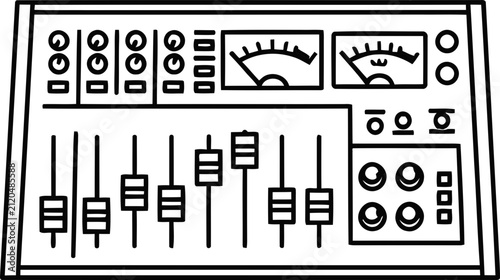 Fotografie Audio Mixing Board Icon - Sound Control Panel with Sliders and Knobs