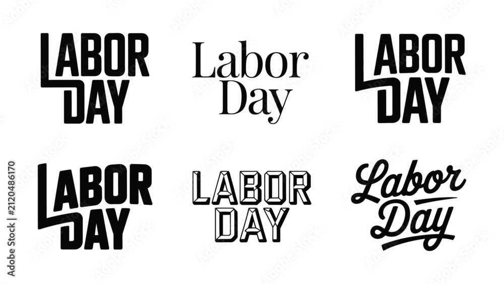 Obraz premium Creative Labor Day Typography Designs With Various Font Styles