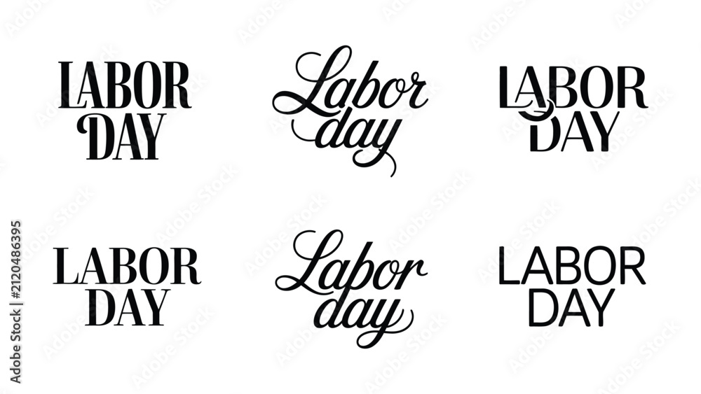 Fototapeta premium Various stylish labor day typography designs with elegant fonts