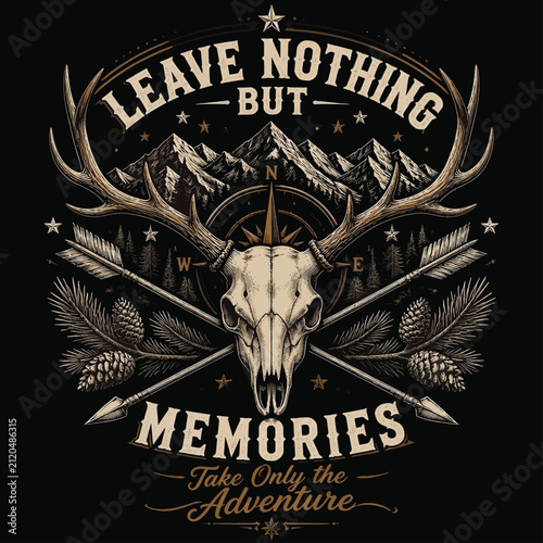 Wild Trails, Fierce Hunts, Endless Adventures Beyond the Mountains, Typography Vector T-shirt Design