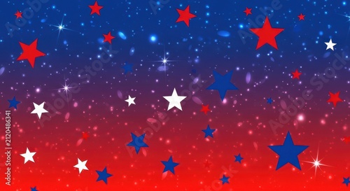 Patriotic red blue white stars background digital