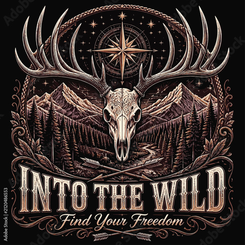 Wild Trails, Fierce Hunts, Endless Adventures Beyond the Mountains, Typography Vector T-shirt Design
