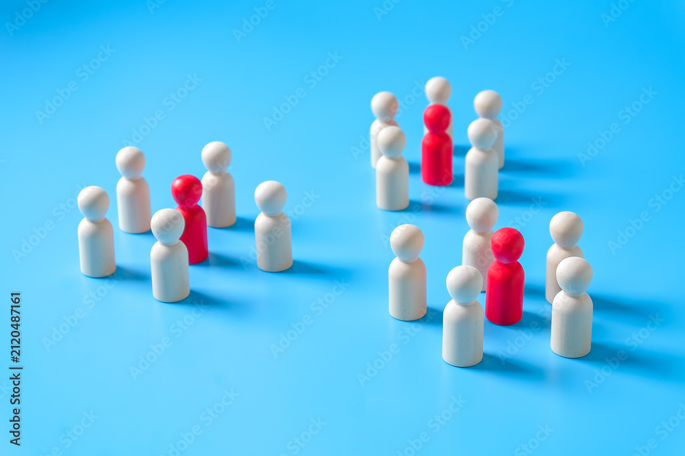 Obraz premium Small group of Wooden figure.Concept of business leadership .