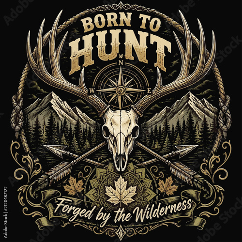 Wild Trails, Fierce Hunts, Endless Adventures Beyond the Mountains, Typography Vector T-shirt Design