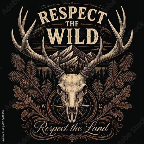 Wild Trails, Fierce Hunts, Endless Adventures Beyond the Mountains, Typography Vector T-shirt Design