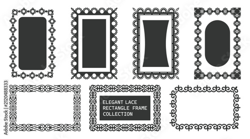 Elegant lace rectangle frames collection on a white background