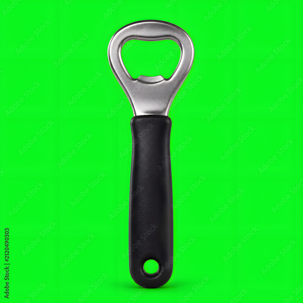 Fototapeta premium Realistic Bottle Opener Isolated on Green Screen